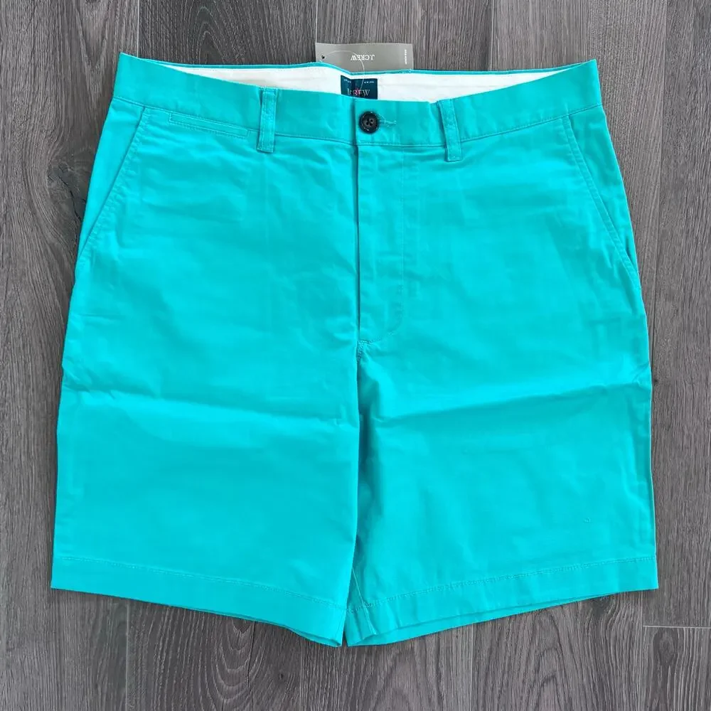J.Crew Stretch Cotton Twill Shorts Portsider Preppy Green Sz 33 9 Inch Inseam